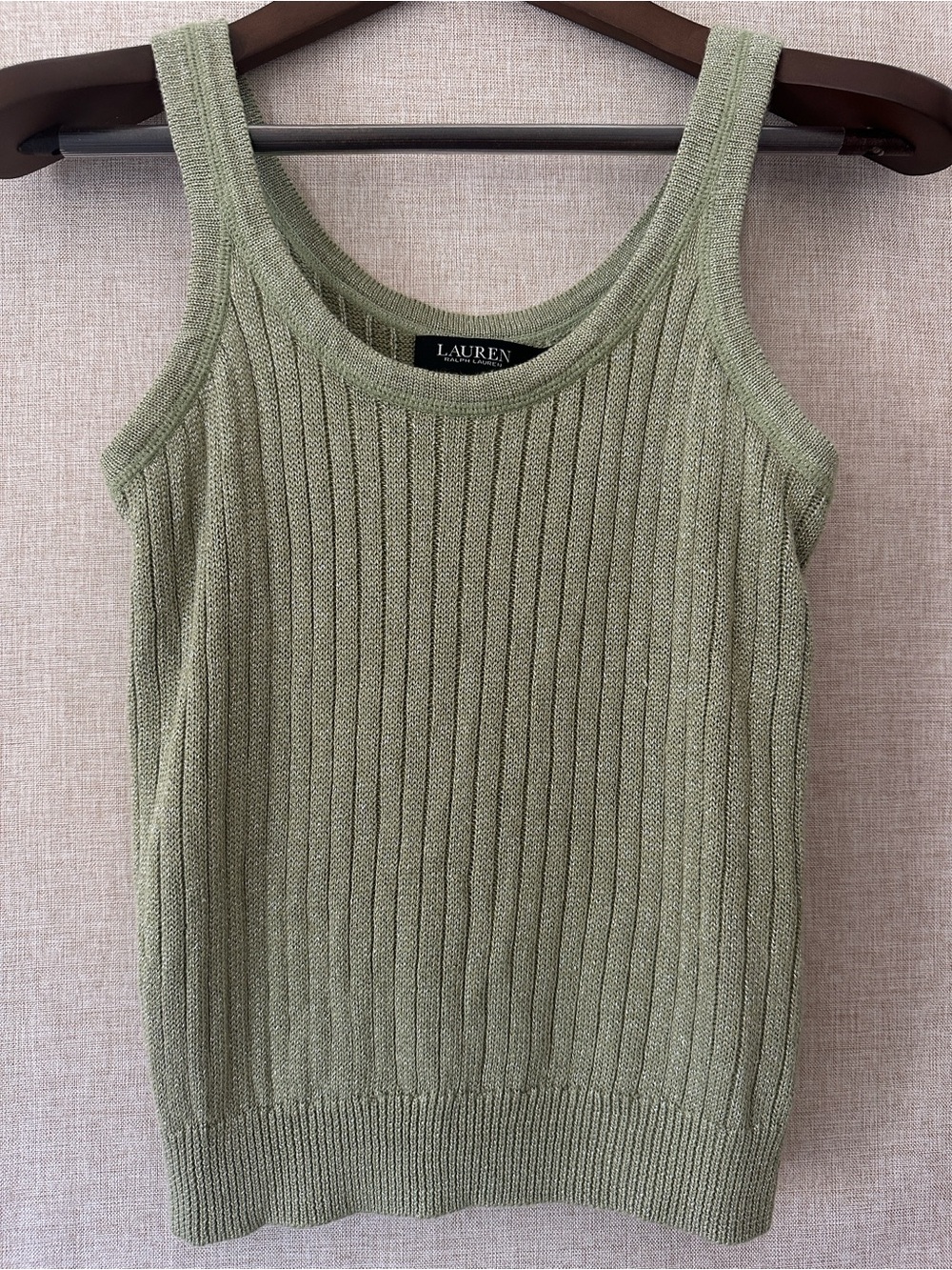 NWOT Lauren by Ralph Lauren Metallic Khaki Tank Top in small